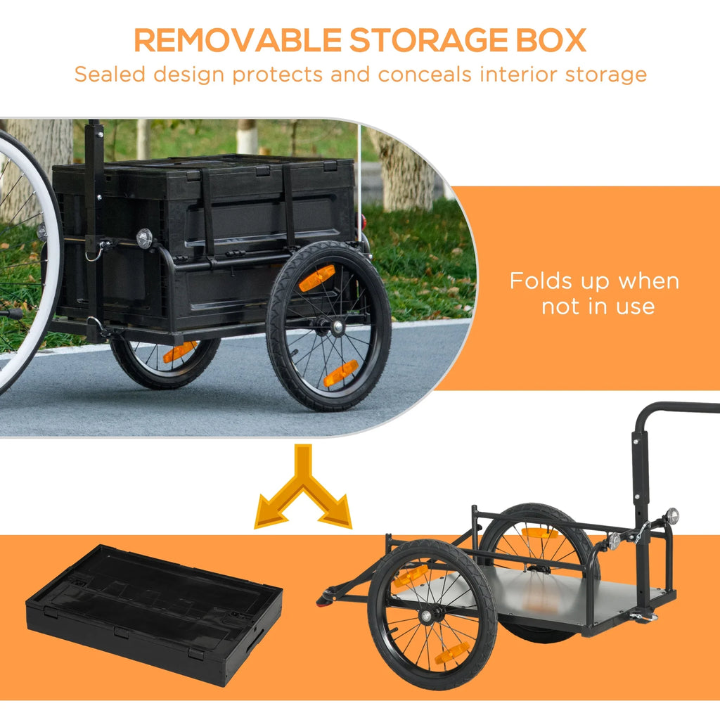 Aosom Bike Trailer Wagon with Removable Storage Box, Galvanized Bottom