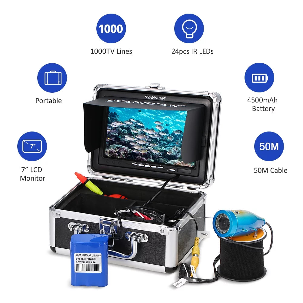 Fishing Camera,1000tvl Waterproof Camera Inch1000tvl Infrared Ir Leds1000tvl Waterproof Camera Kit 24pcs Ice Lake Boat Fish Ice Lake 7" InchIr Leds Fish Huiop Koeb