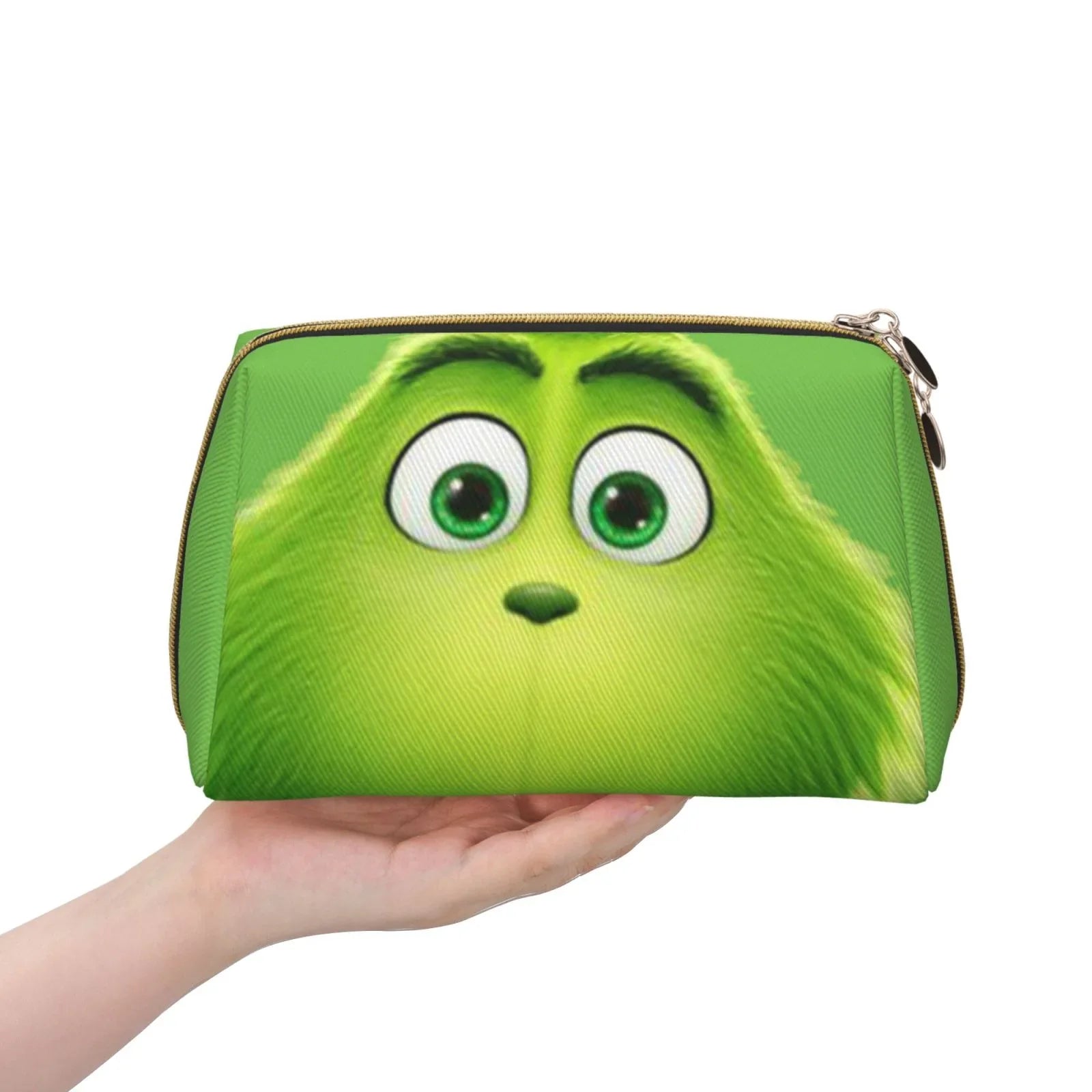 Green Grinch Cosmetic Bag Makeup Organizer Leather Portable Pouch Gift Travel Toiletry Bag Storage Purse