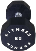 French Fitness Urethane 8 Sided Hex Dumbbell 80 lbs - Single (New)
