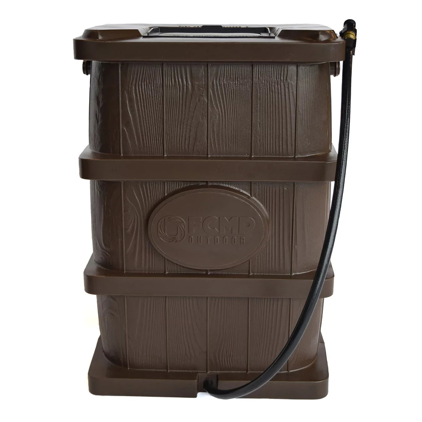 Outdoor 45 Gal Wood Grain Rain Water Catcher Barrel, Brown (2 Pack)