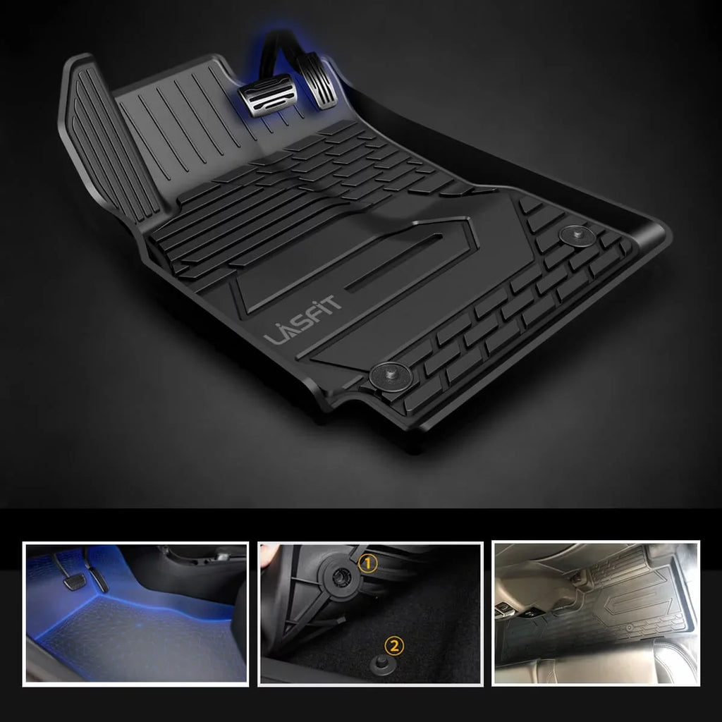 Lasfit Floor Mats for Chevrolet Silverado/ Sierra 1500 2019-2022 & 2500HD/3500HD 2020-2022 Crew Cab (Don't Fit Double Cab, Plastic Storage, Without Storage)
