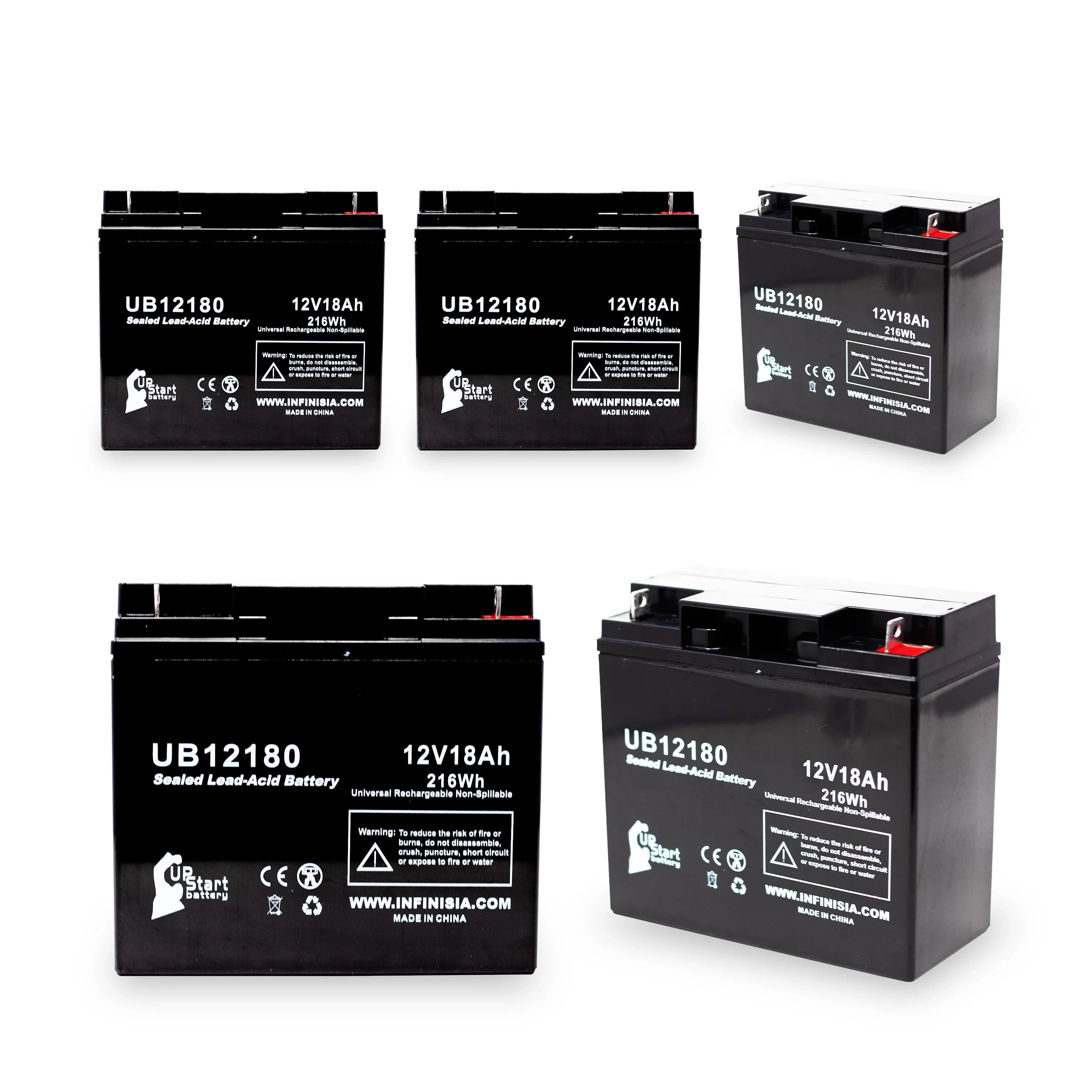 5x Pack - Compatible     Battery - Replacement  Universal Sealed Lead Acid Battery (12V, 18Ah, 18000mAh,  Terminal, , )