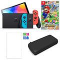 Nintendo Switch  in Neon with Mario Party Superstars and Accessories