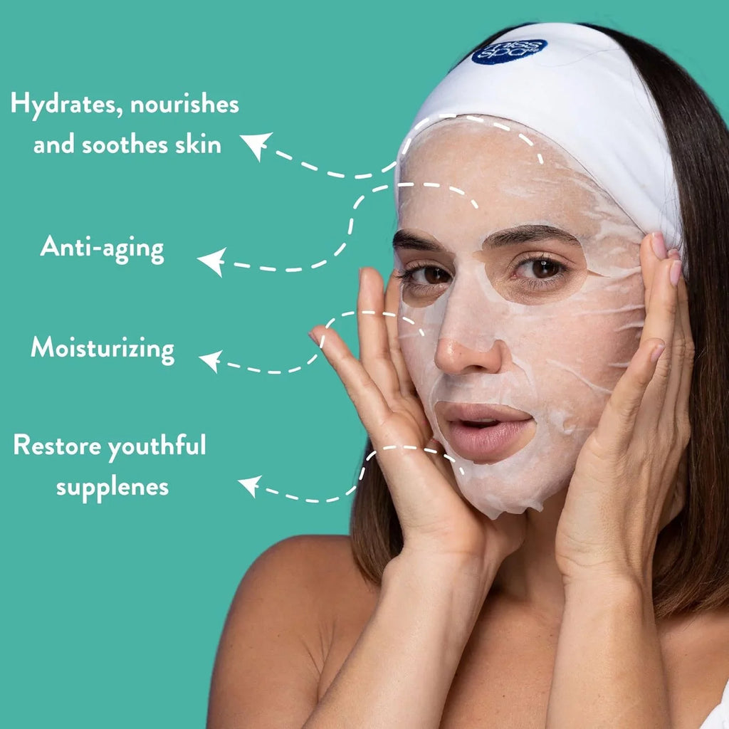 Miss Spa Hydrating Face Sheet Mask with Aloe, Skin Care for Women, 4-Pack