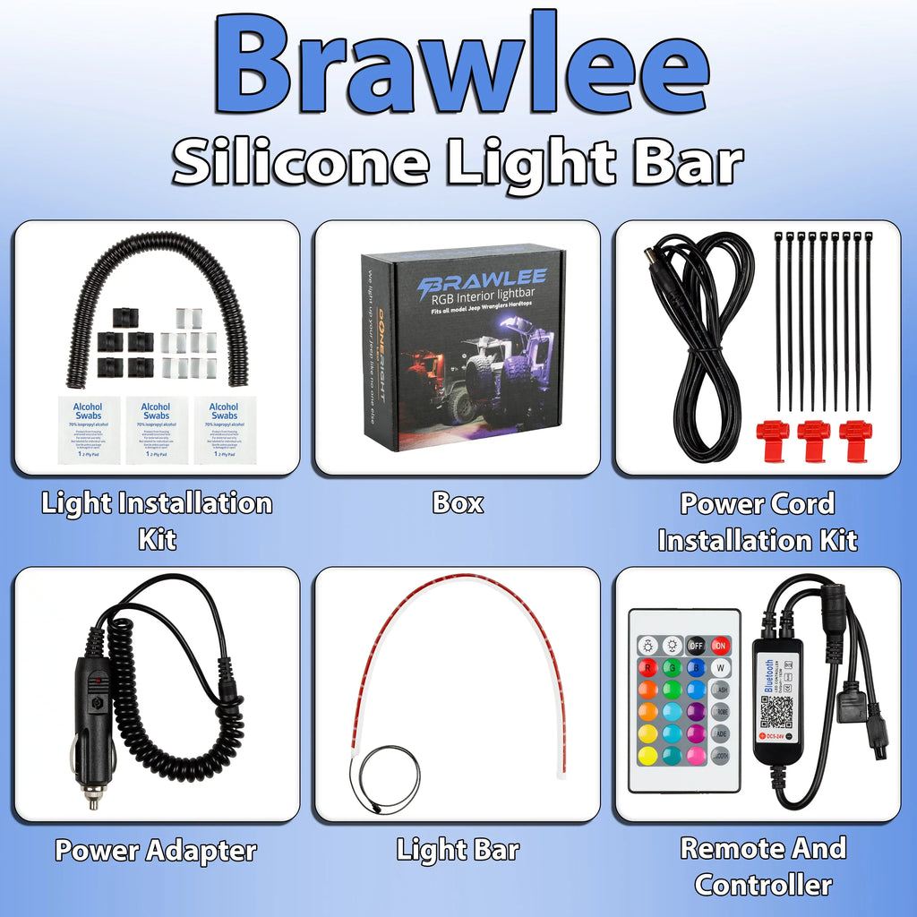 Brawlee Silicone  Interior Bluetooth Light Bar with Remote By Done Right  . Fits All Jeep Wranglers Hardtop Models  of , , , , , ,  from 1987 -2023.