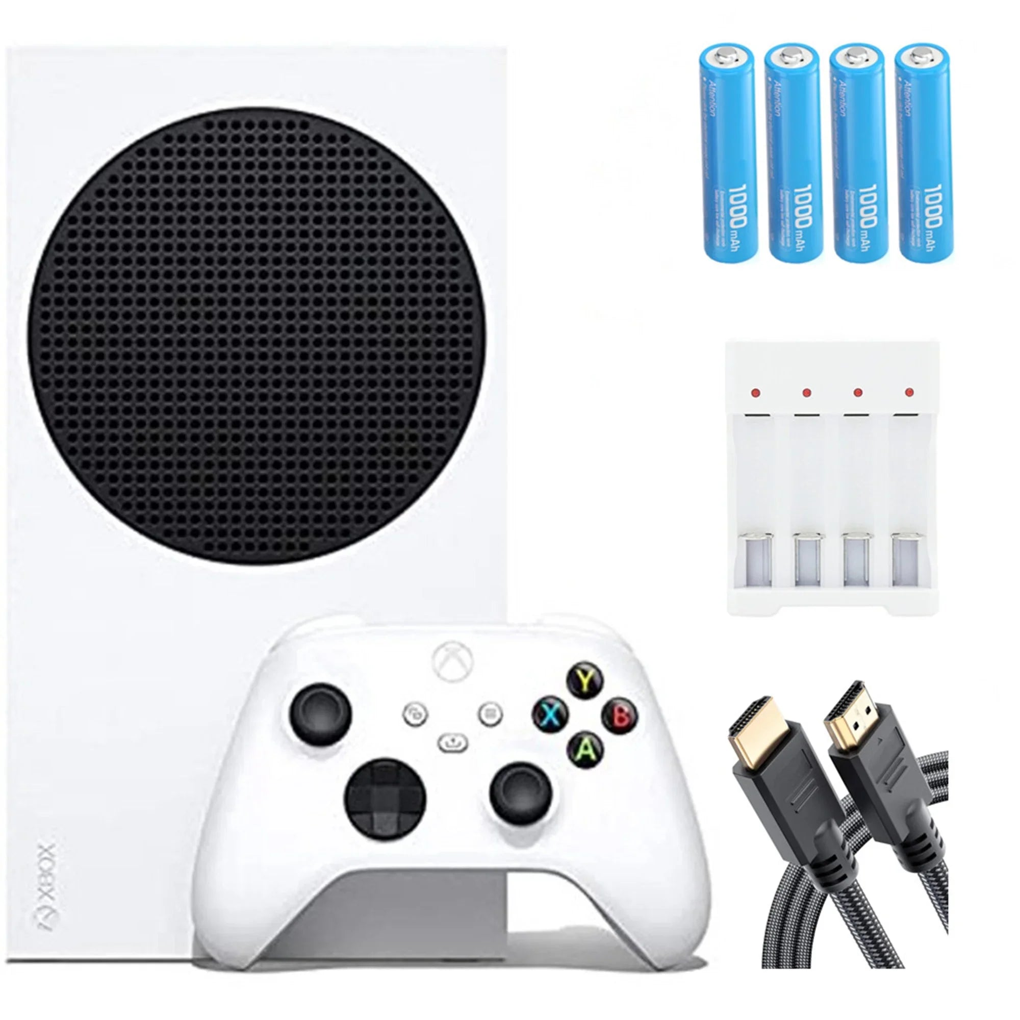 Microsoft Xbox Series  All-Digital 512  Console White (Disc-Free Gaming), One Xbox Wireless Controller, 1440p Resolution, Up to 120FPS, Wi-Fi, with Batteries and Charger Accessories Set and more