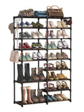 Fiuion Shoe Rack Organizer  9 Tiers Shoe Storage Shelf 32-40 Pairs Shoe Stand for Closet Boot Organizer with 2 Hooks Removable Dustproof Large Stackable Shoe Tower for Shoe Boot Storage, Black