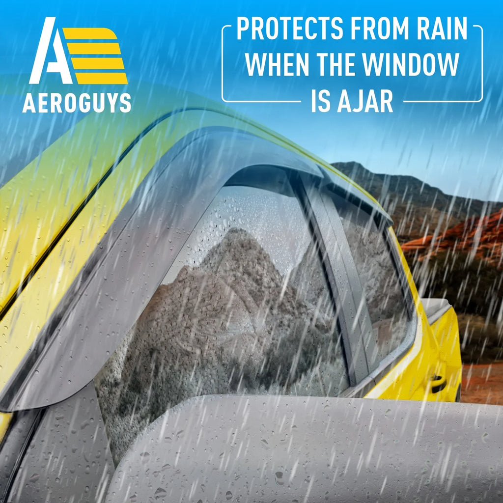 Tape-On Window Deflectors Extra Durable Window Visors Rain Guards Fit for Chevrolet (Chevy) Silverado 1500 2019-2024 Crew Cab, Sun Visors, Wind Vent Visors, Truck Accessories - 4pcs.