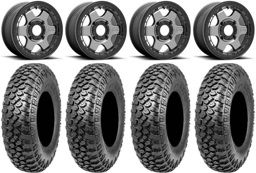 Fuel Block Beadlock 15" Wheels Gunmetal 32"   Tires Kawasaki Teryx Mule