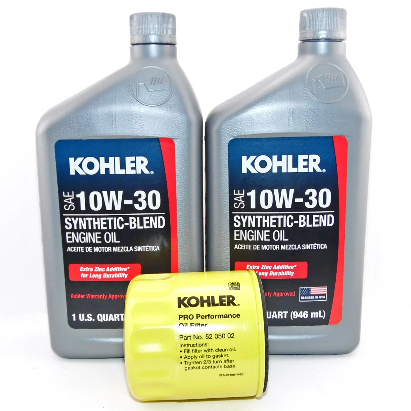 2  Kohler Synthetic Blend 10W30 Engine Oil and 52 050 02 Kohler Oil Filter