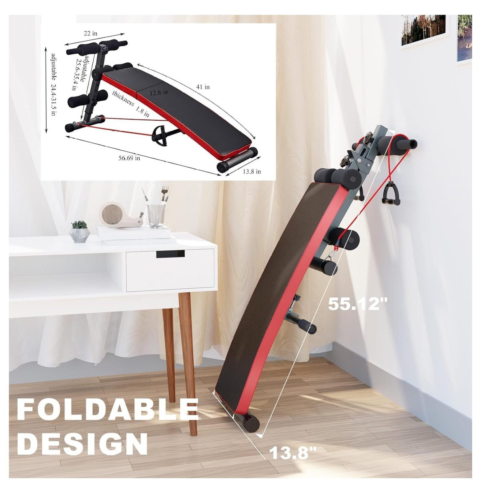 Sit Up Bench For Workouts Decline Bench Press, Adjustable Abdominal Training Workout Bench Folding Utility Bench Slant Board, Portable Home Gym Exercise Equipment