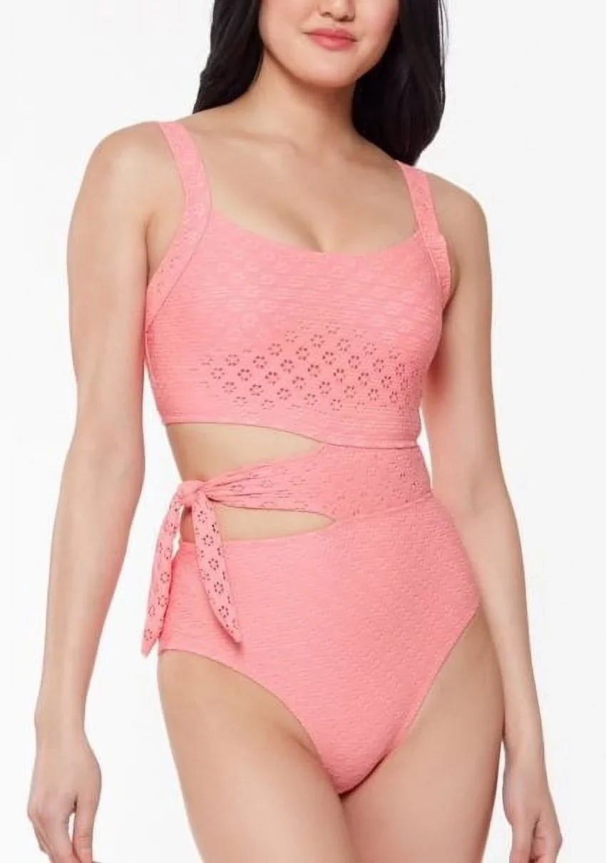 Jessica Simpson  Sweet Tooth Solids Cutout One-Piece Swimsuit,  Small