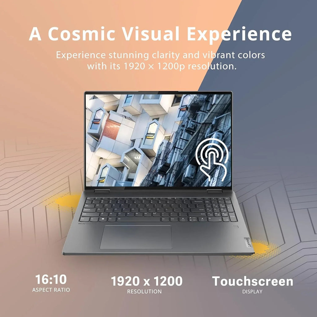 Lenovo Yoga 7i Touchscreen Laptop, 2-in-1 360° 16"  Laptop, Intel Core-i5 1335U, 8GB , 512GB PCIe , Backlit Keyboard, Fingerprint Reader, Win 11, Gray, with 32GB Snowbell  Card