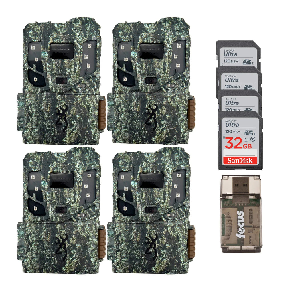 Browning 4PK Pro Scout Max Extreme  Trail Camera w/32GB /Card & Reader