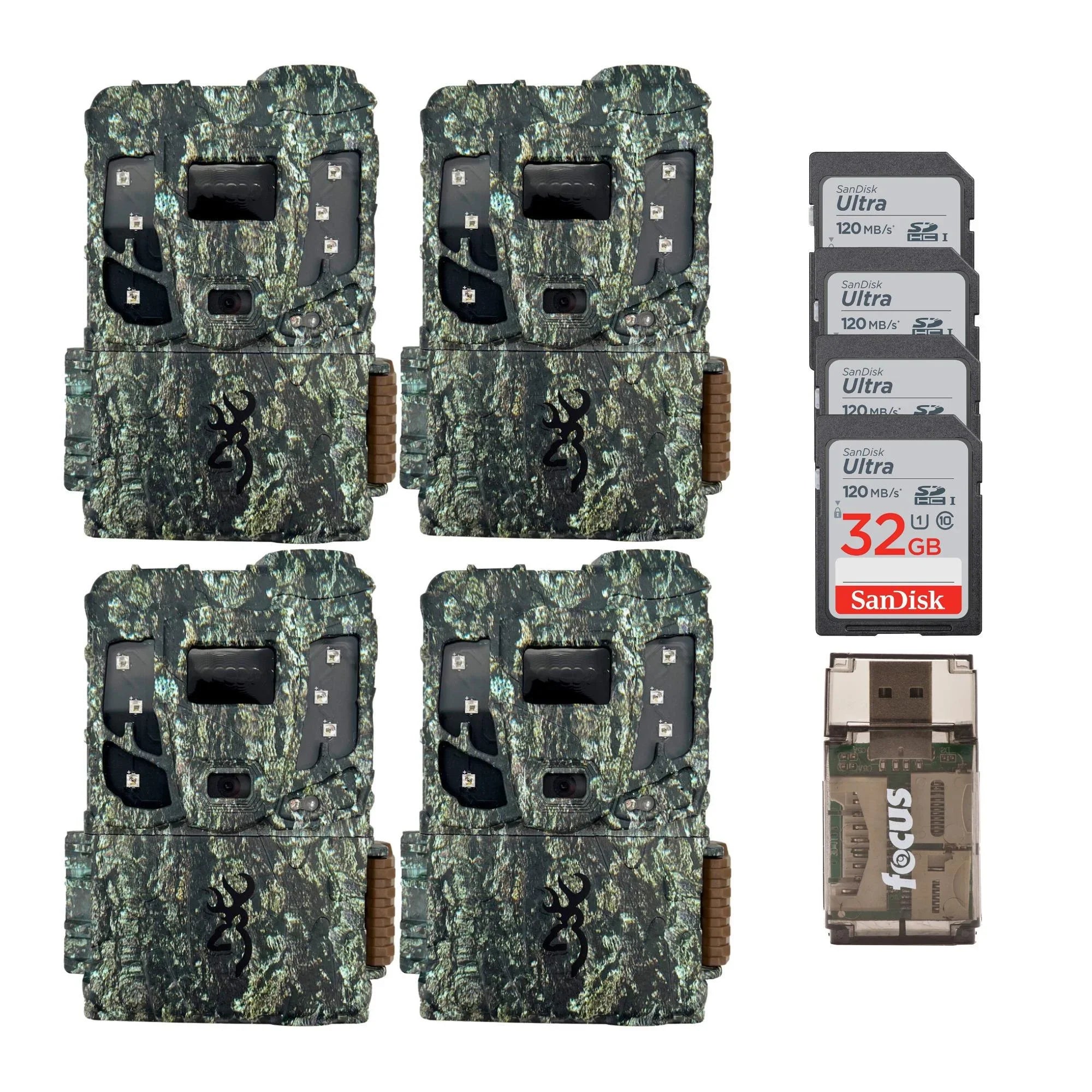 Browning 4PK Pro Scout Max Extreme  Trail Camera w/32GB /Card & Reader