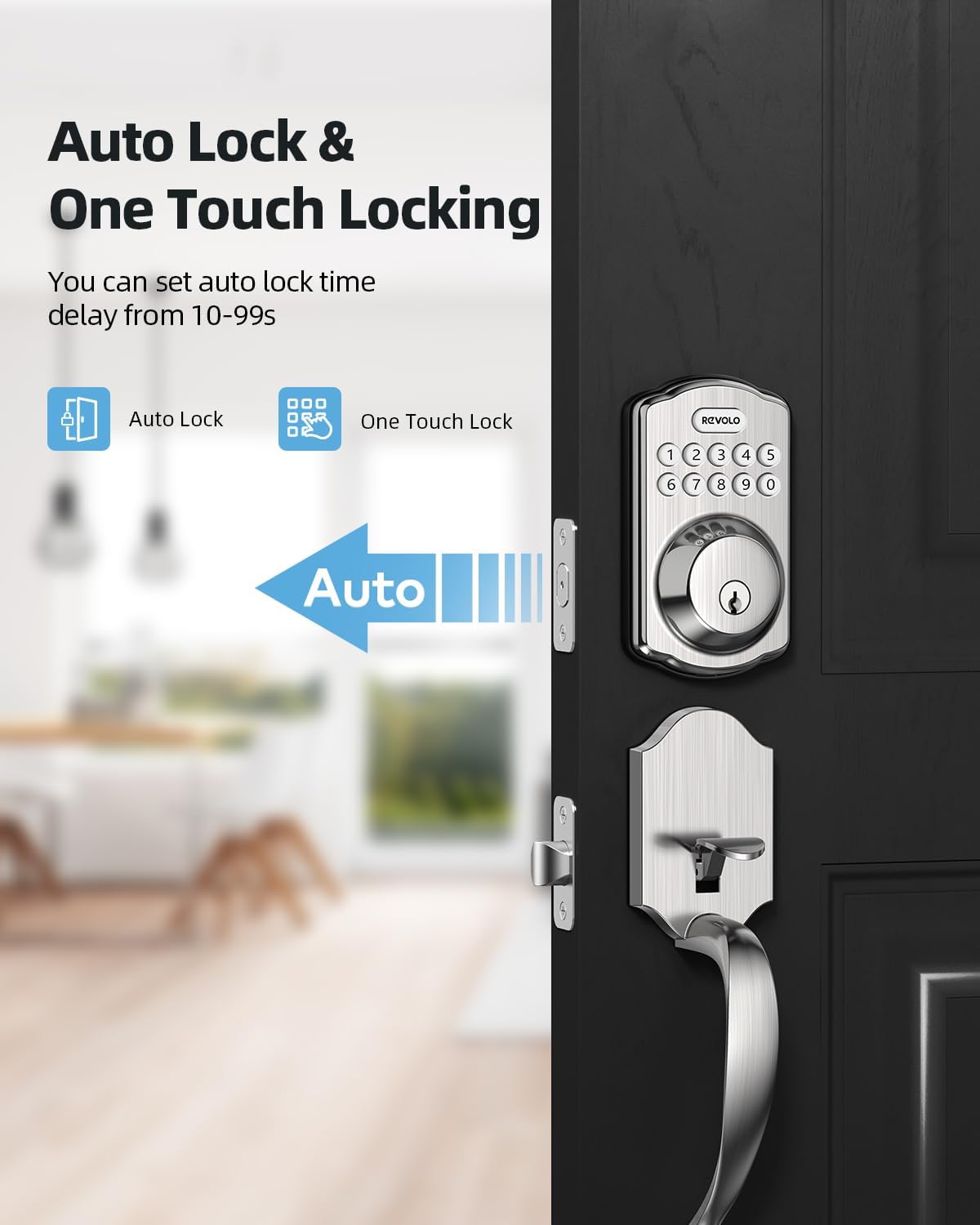 Electronic Keypad Deadbolt, Keyless Entry Door Lock, Keyed Entry, Auto Lock, Smart Lock with Handle, Front Door Handle Sets, Anti-Peeking Password, Oil-Rubbed Bronze