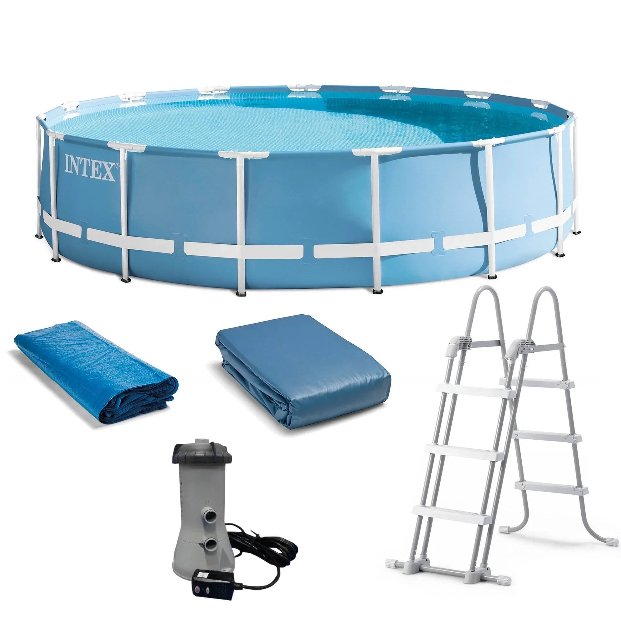 Intex 15ft x 15ft x 42in Prism Steel Frame Above Ground Swimming Pool Set & Pump