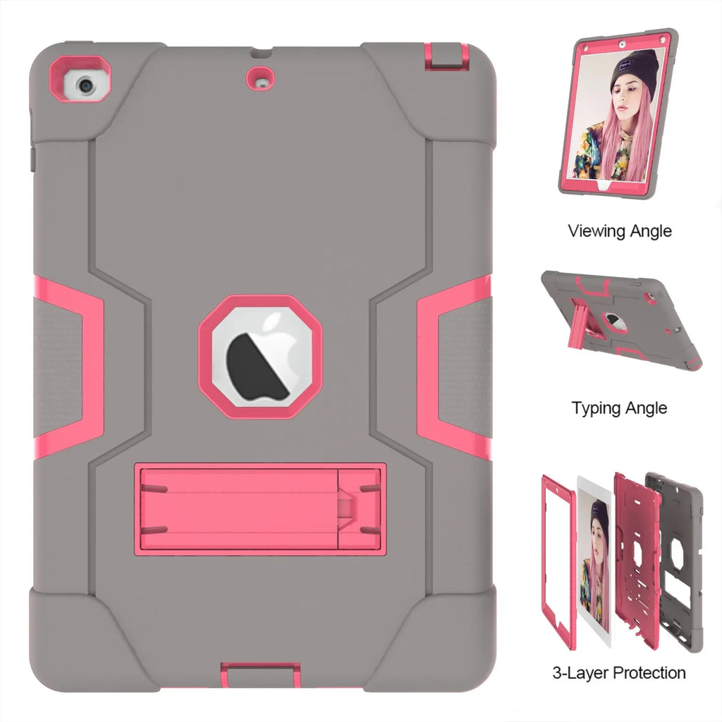 Case for iPad 6th Generation/iPad 5th Generation (9.7-inch, 2018/2017 Model), iPad Air 2 Case, Hybrid Shockproof Rugged Protective Cover for iPad 9.7 inch with Built-in Kickstand