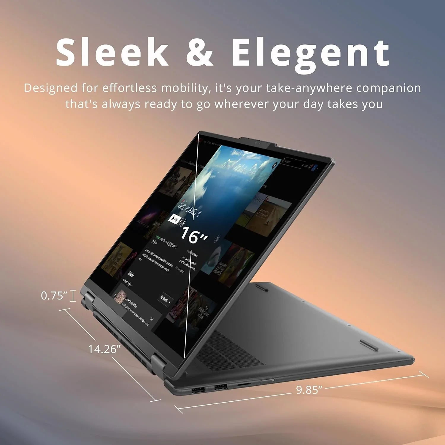 Lenovo Yoga 7i Touchscreen Laptop, 2-in-1 360° 16"  Laptop, Intel Core-i5 1335U, 8GB , 512GB PCIe , Backlit Keyboard, Fingerprint Reader, Win 11, Gray, with 32GB Snowbell  Card