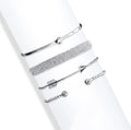 Silvertone Clear Arrow And Multi Strand Swarovski Crystal Bracelet Set