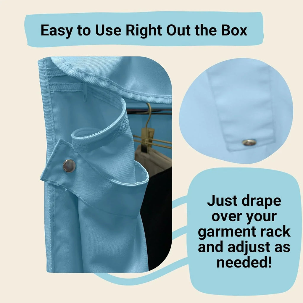 Portable Garment Rolling Rack Cover - Your Clothes From Dust Keep Your Room Looking Organized In Glacier Blue (Cover ) (48"  18"  75")