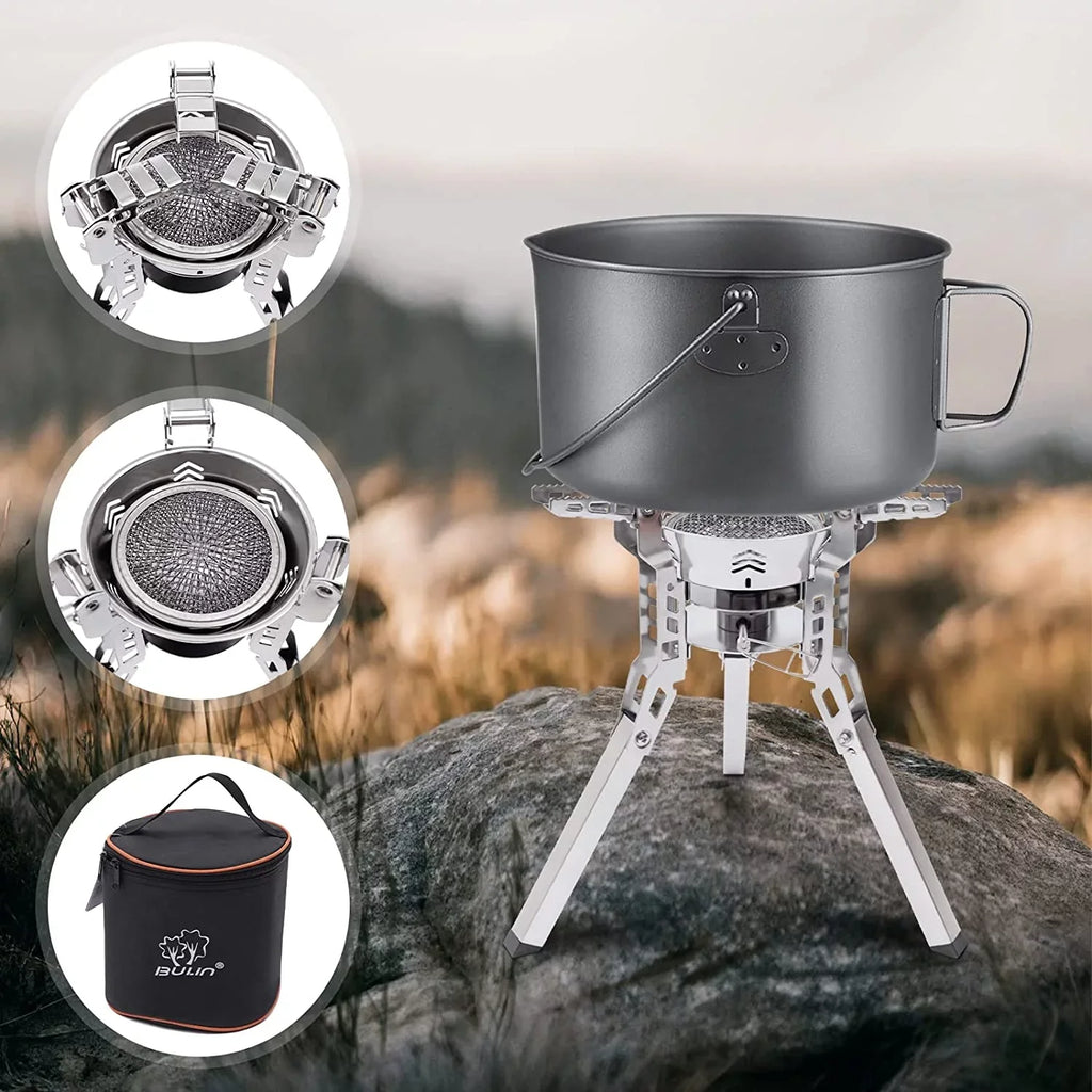 Miumaeov Portable Camping Stove Burner Small Backpack Stoves with Piezo Ignition for Outdoor Camping Hiking Cooking Barbecue Travel