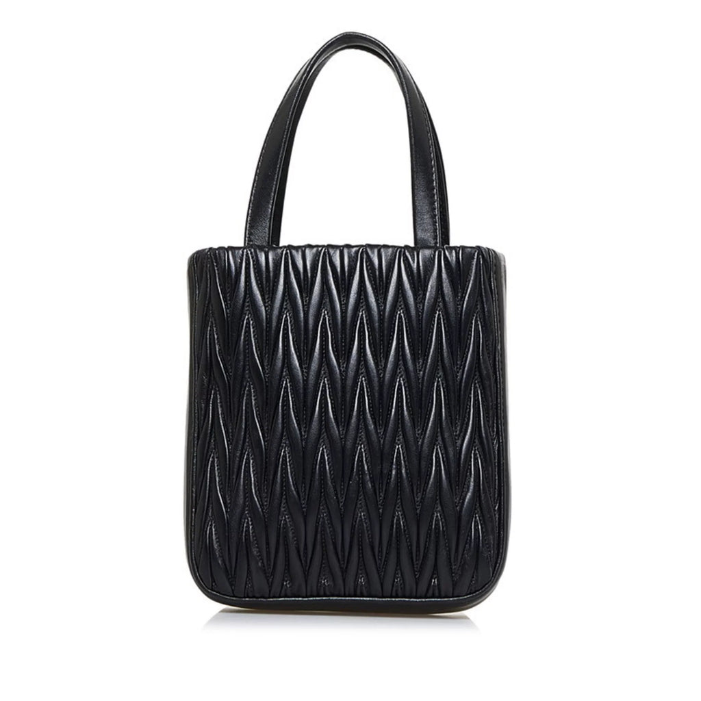 Pre-Owned Miu Miu Miu Materasse Nappa Crystal Shoulder Bag 5BA220 Black Silver Leather Ladies  (Good)