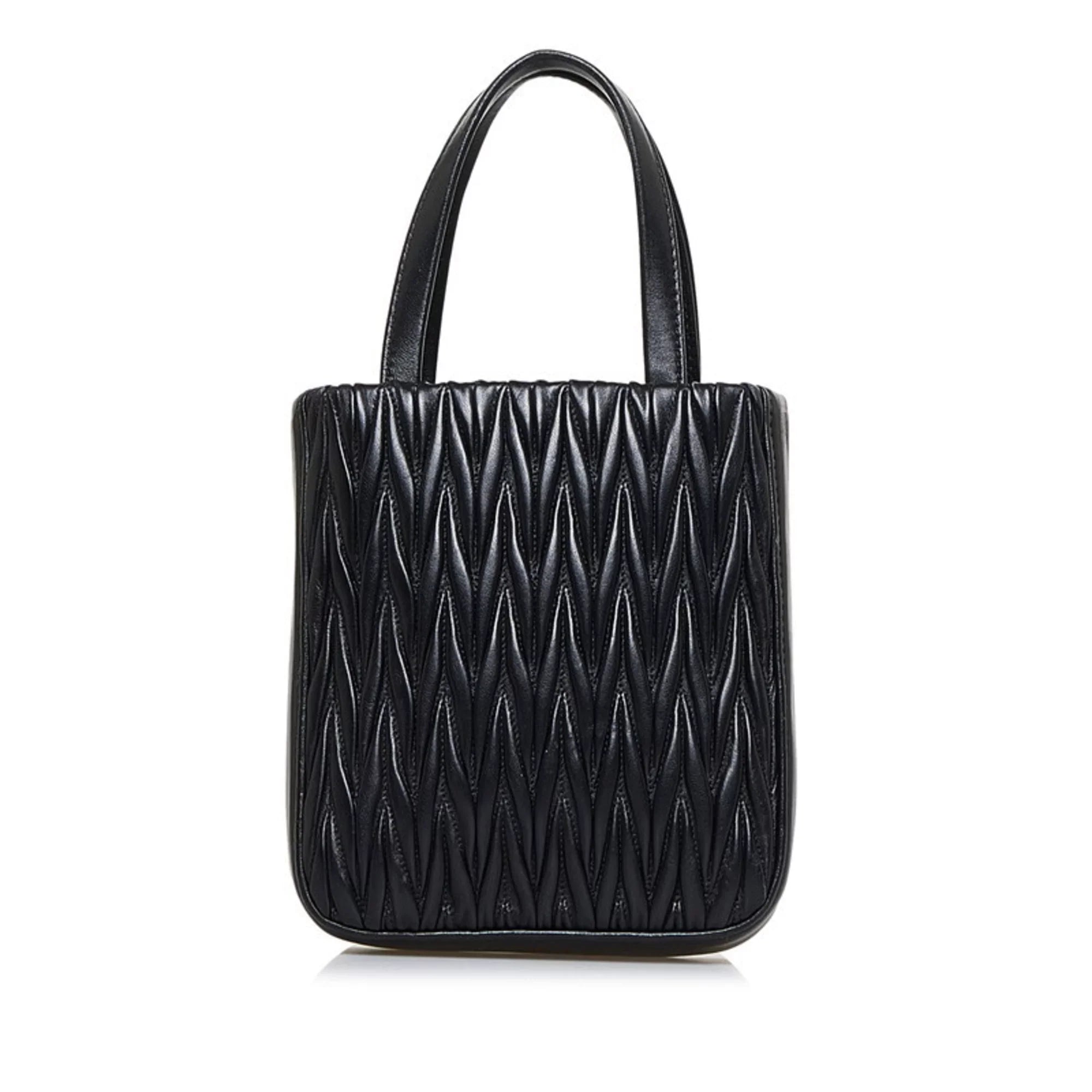 Pre-Owned Miu Miu Miu Materasse Nappa Crystal Shoulder Bag 5BA220 Black Silver Leather Ladies  (Good)