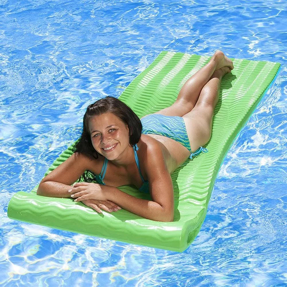 Poolmaster 70758 Soft Tropic Comfort Pool Lounger Mattress Float, Lime Green