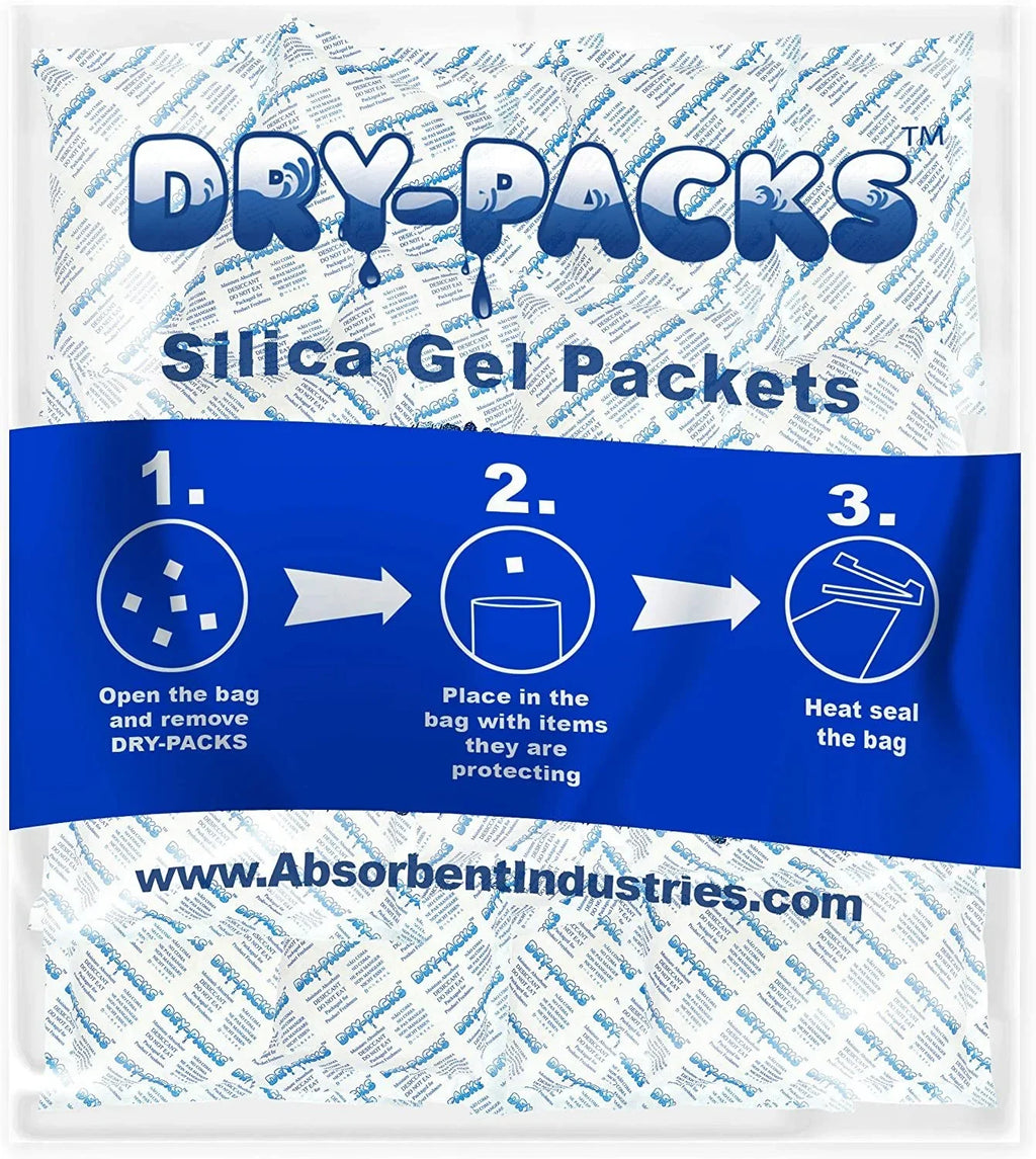 Dry-Packs Absorbent Industries Silica Gel in Tyvek Rechargeable Dehumidifier Absorbs Moisture 448 Gram 40PK