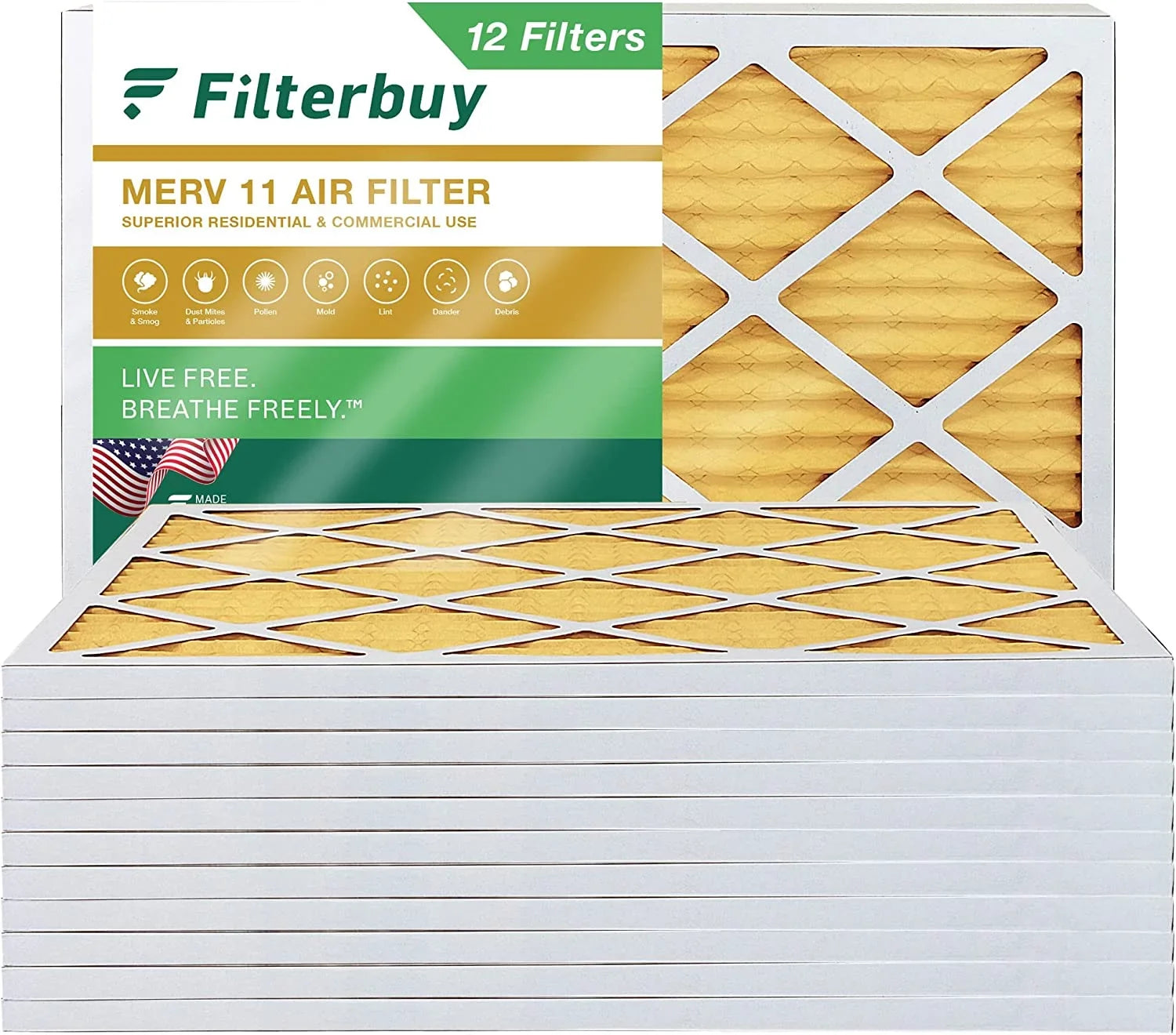 Filterbuy 14x20x1  11 Pleated   Furnace Air Filters (12-Pack)
