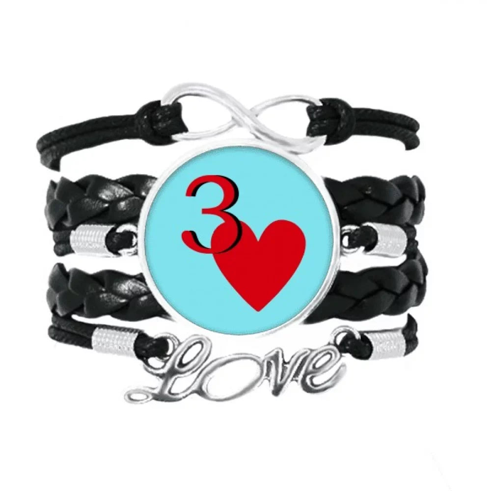 Love Jupiter Heart 3 Poker Bracelet Love Accessory Twisted Leather Knitting Rope Wristband