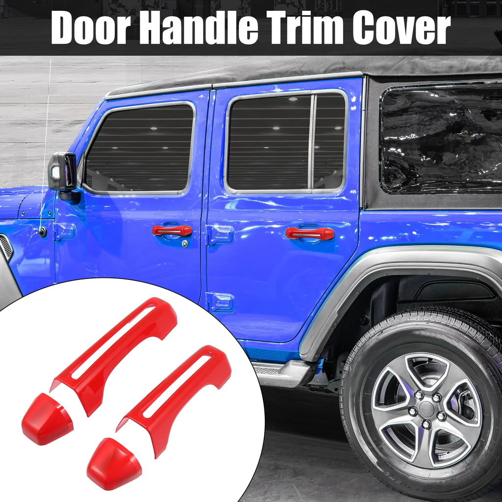 Red Door Handle Trim Cover Kit and Tailgate Handle Cover for Jeep Wrangler    2 & 4 Doors 2018-2021