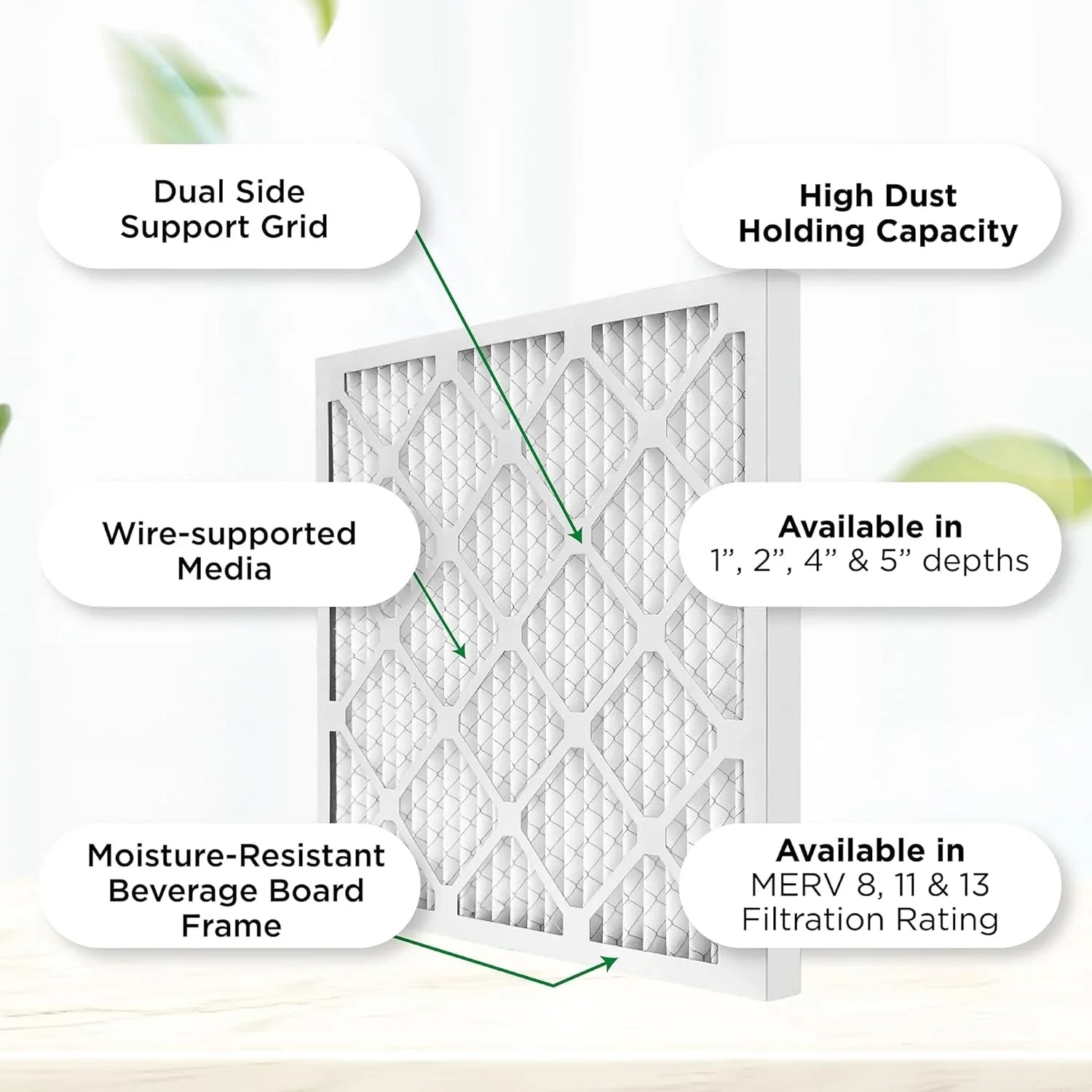 18X25x2  8 Pleated  Furne Air Filters. Case Of 12. Ext Size: 17-1/2  24-1/2  1-3/4