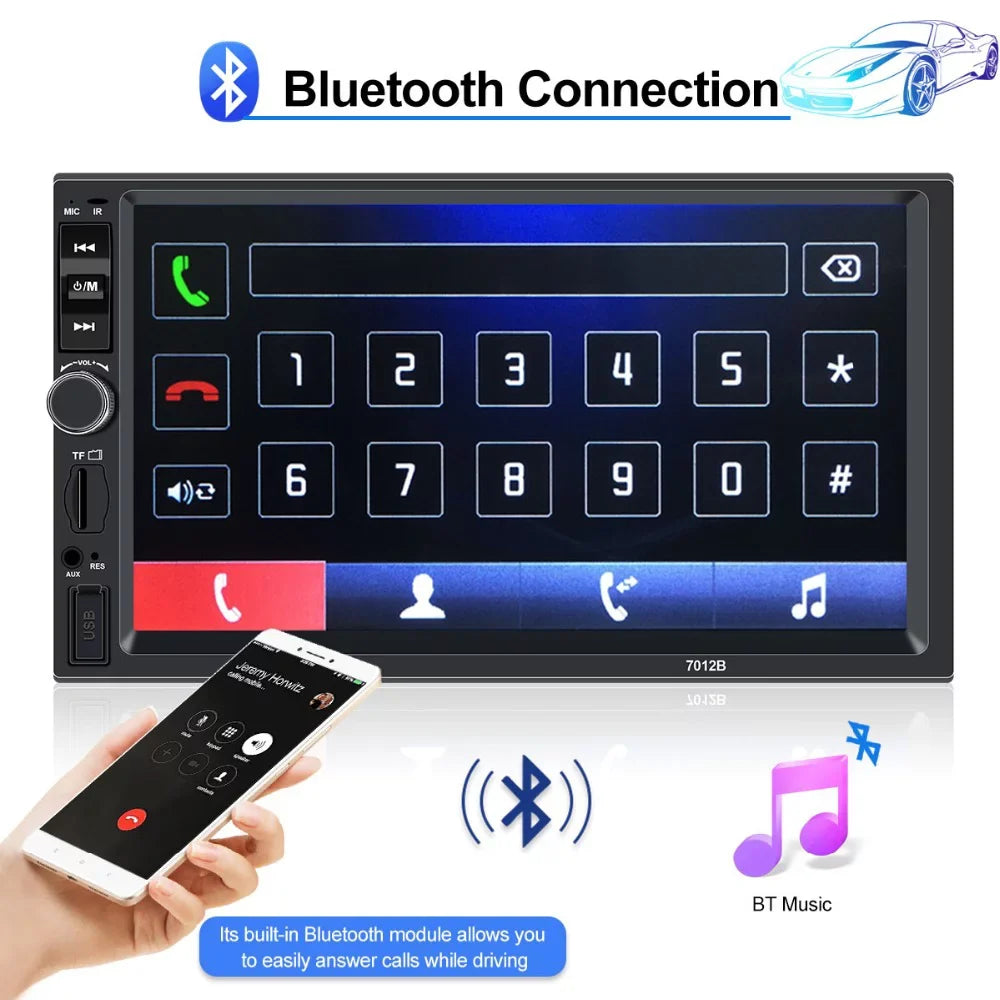 Polarlander Car Stereo Car Audio Double Din 7-inch  Touch Screen Car radio Player with Multimedia     /4/3 mirror link function Bluetooth with 4LED backup camera