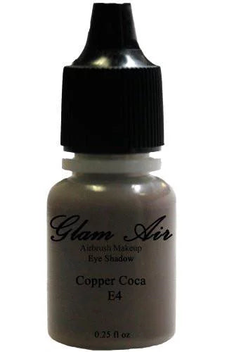 Glam Air Set of Three (3) s- Fair Gold E4Copper Cocoa, &amp; E9shimmery Green,  Airbrush Water-based 0.25 Fl. Oz. Bottles of Eyeshadow Shimmery Green, Copper Cocoa, Fair Gold