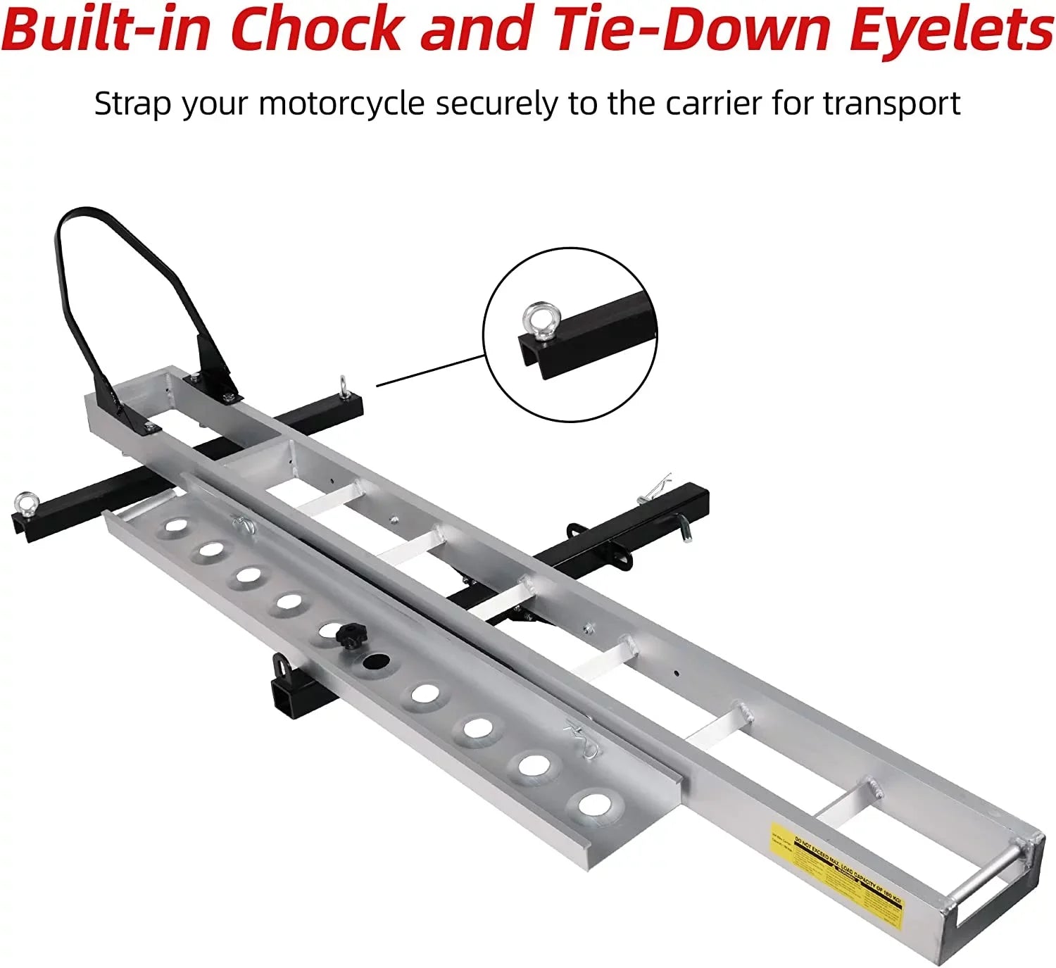 Aluminum Motorcycle Carrier with Loading Ramp, 2" receiver Hitch-Mounted Motorcycle Dirt Bike Scooter Carrier Hitch Rack Hauler Trailer