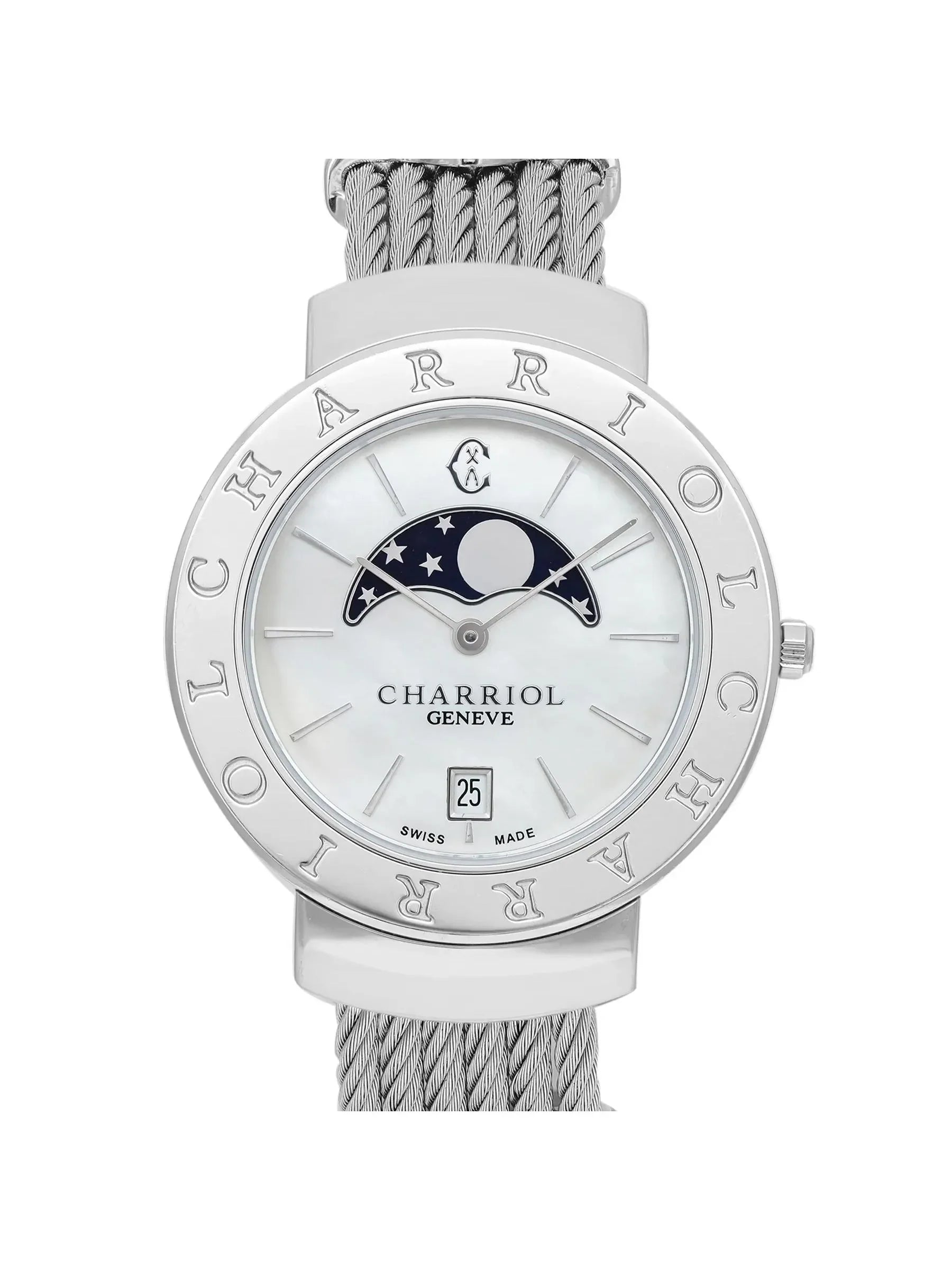 Pre-owned Charriol St Tropez Moonphase 35mm Lady Watch .560.008 (Good)