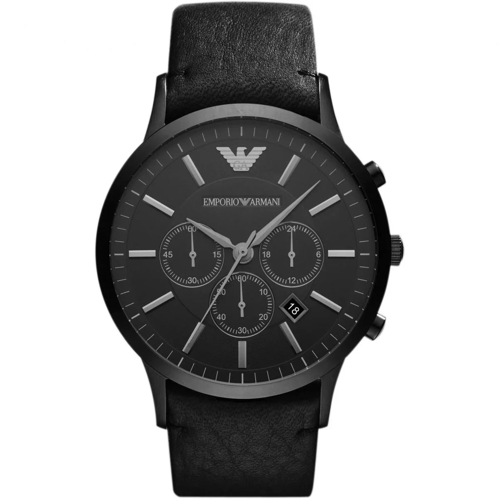 emporio armani men's ar2461 dress black leather watch