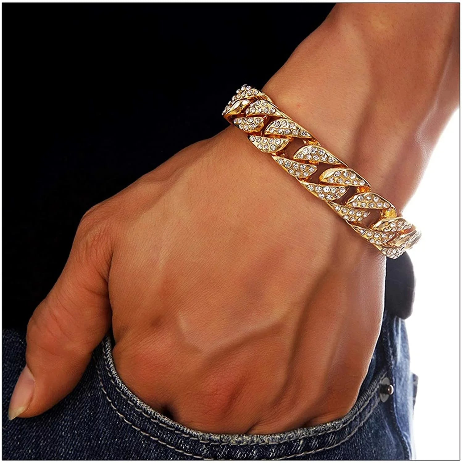 Big Rocks Fully Iced Out Diamond Mens Watch w/Easy Read Date & Day - Designer Hip Hop Blinged Out Timepiece -  (- Gold -)