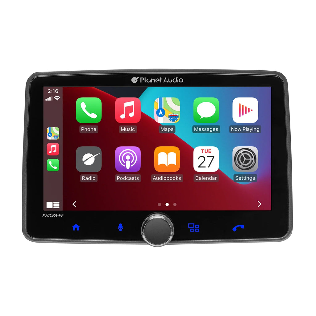 Planet Audio - Car Stereo - Apple CarPlay, Android Auto, Single Din, 7 Inch Touchscreen, Bluetooth, No   Player, / Radio Receiver, Backup Camera