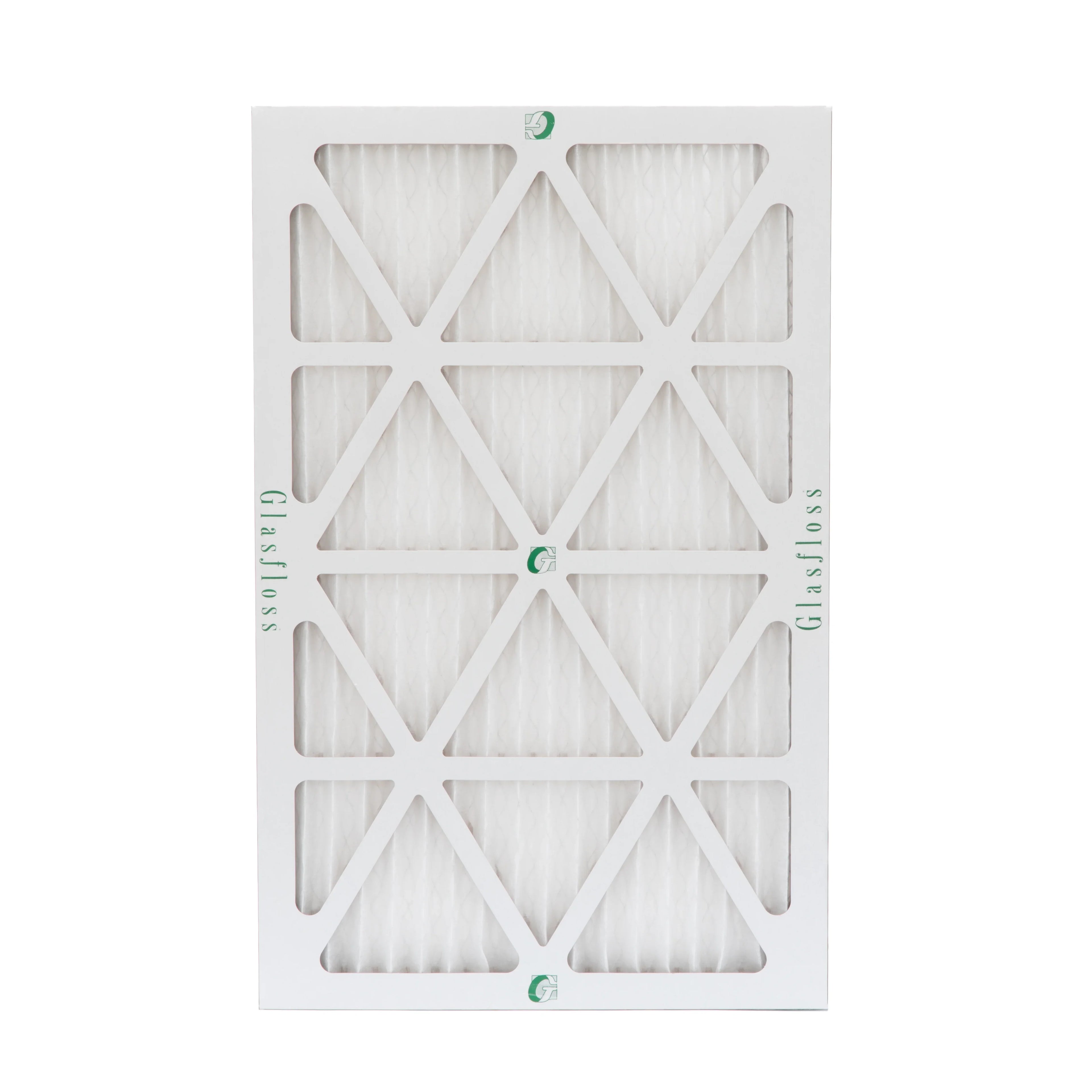 12 Pack of 16x30x1  13 Pleated Air Filters by Glasfloss. Actual Size: 15-5/8 x 29-5/8 x 7/8
