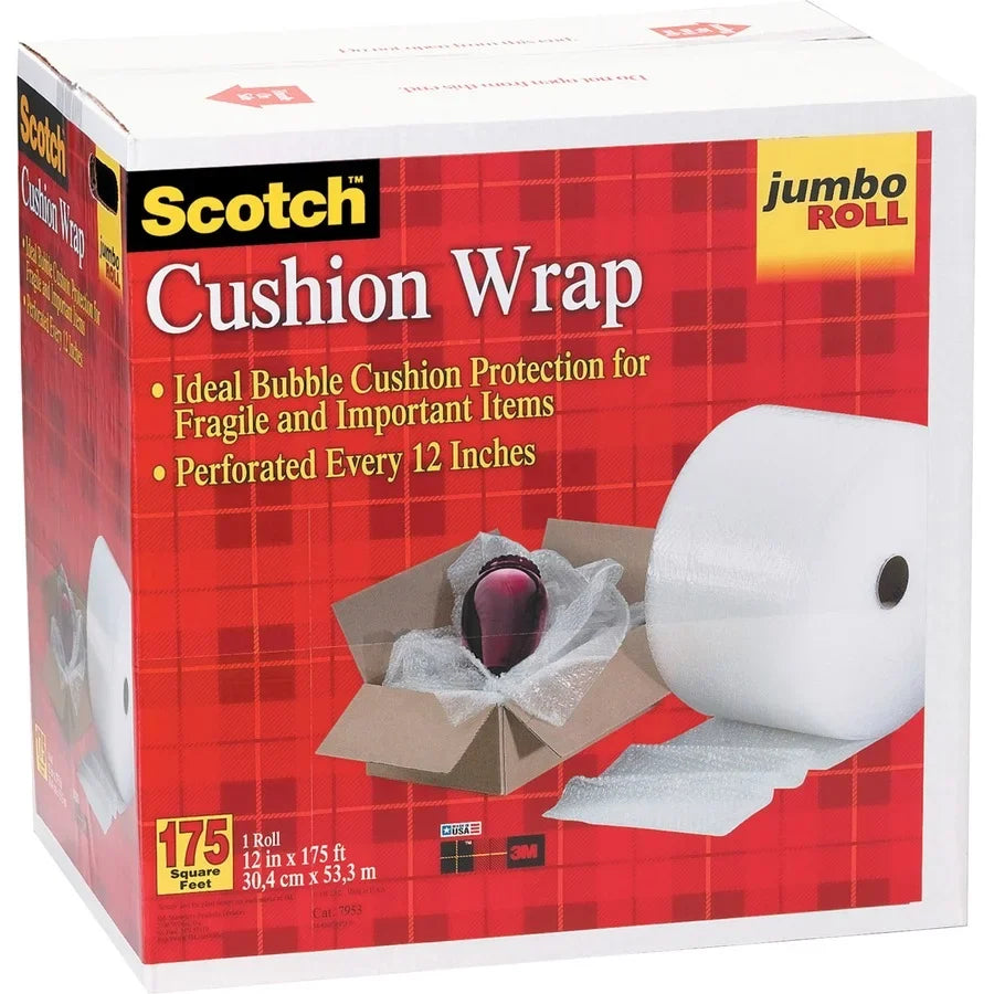 Scotch Jumbo Roll Cushion Wrap - 12" Width  175 Ft Length - Lightweight, Non-scratching