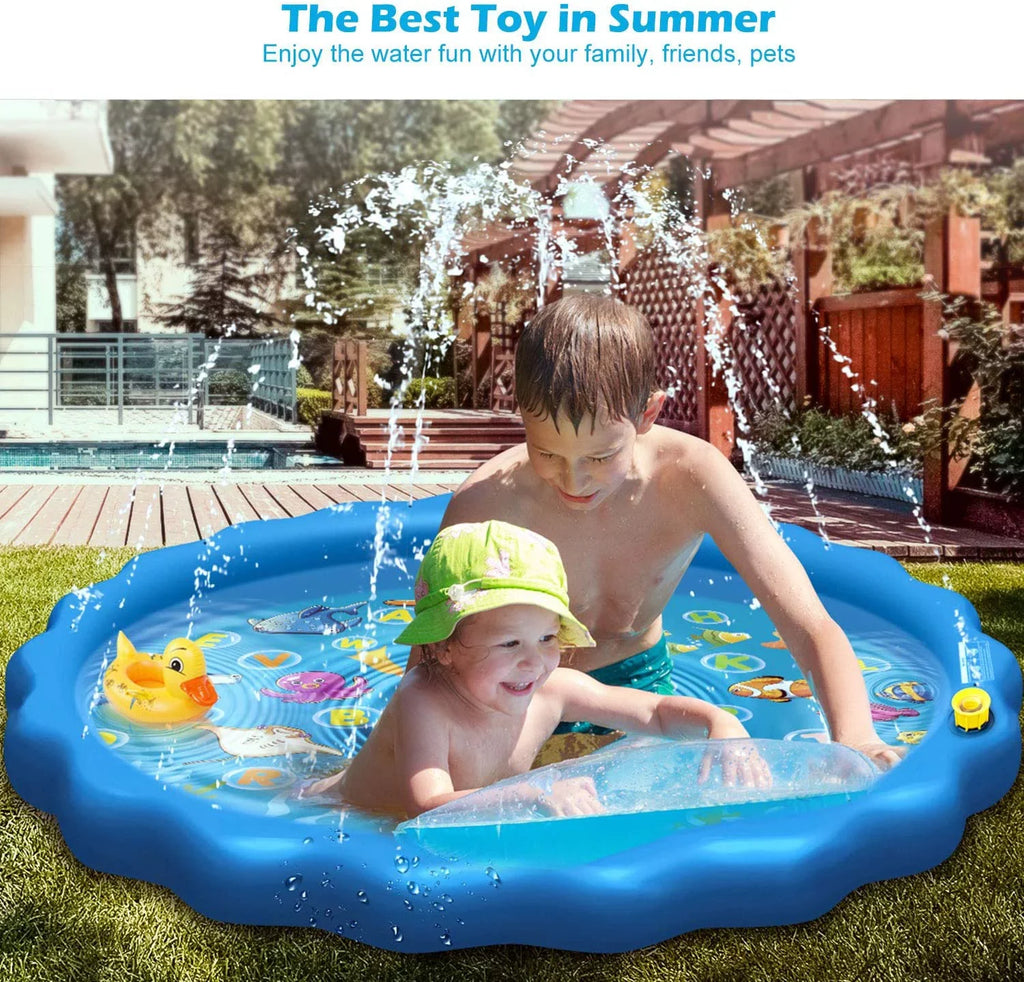 Sprinkle & Splash Play Mat - 68" Water Sprinkler, Kiddie Outdoor Outside Water Pool Toys for Toddlers Kids Children Infants Boys and Girls - Perfect Inflatable Outdoor Summer Water Toys Sprinkler pad