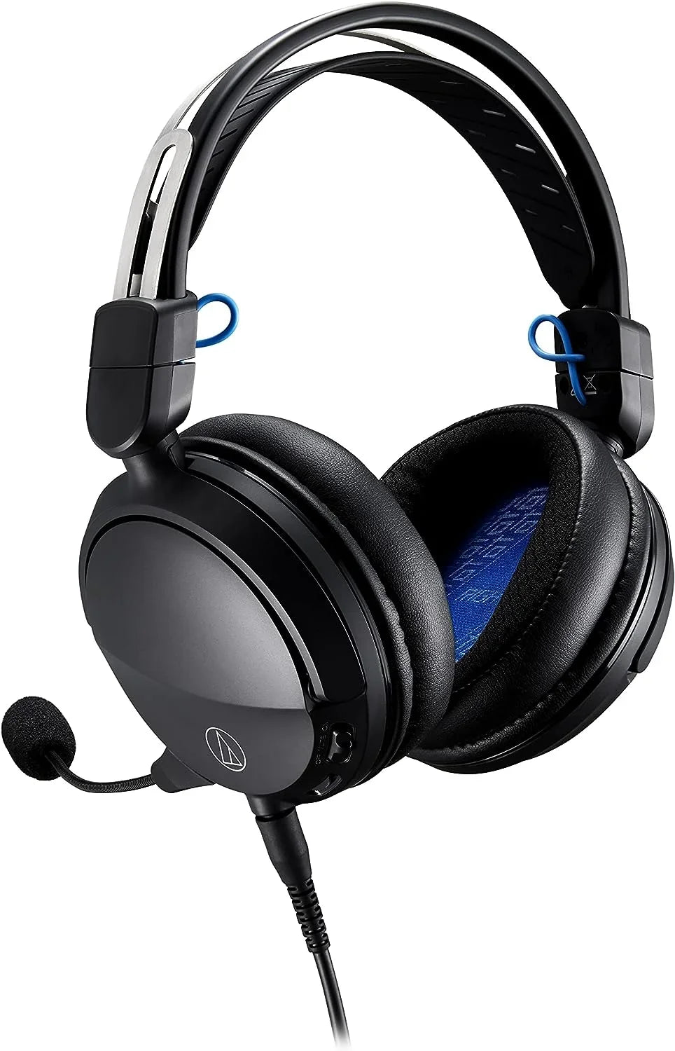 Audio Technica - Closed-Back Wired Gaming Headset - Black/Blue with an Additional 1 Year Coverage by Epic Protect (2022)