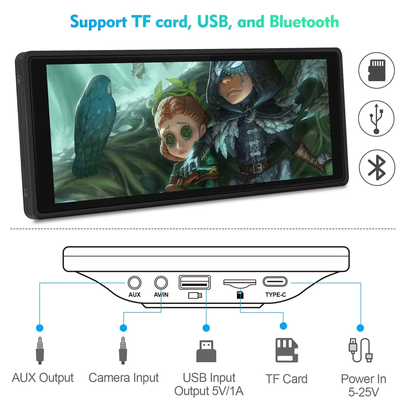 Portable Wireless Carplay & Android Auto Car Stereo, 10.26 Inch Full  Car Touch Screen Portable Car Radio Receiver Backup Camera