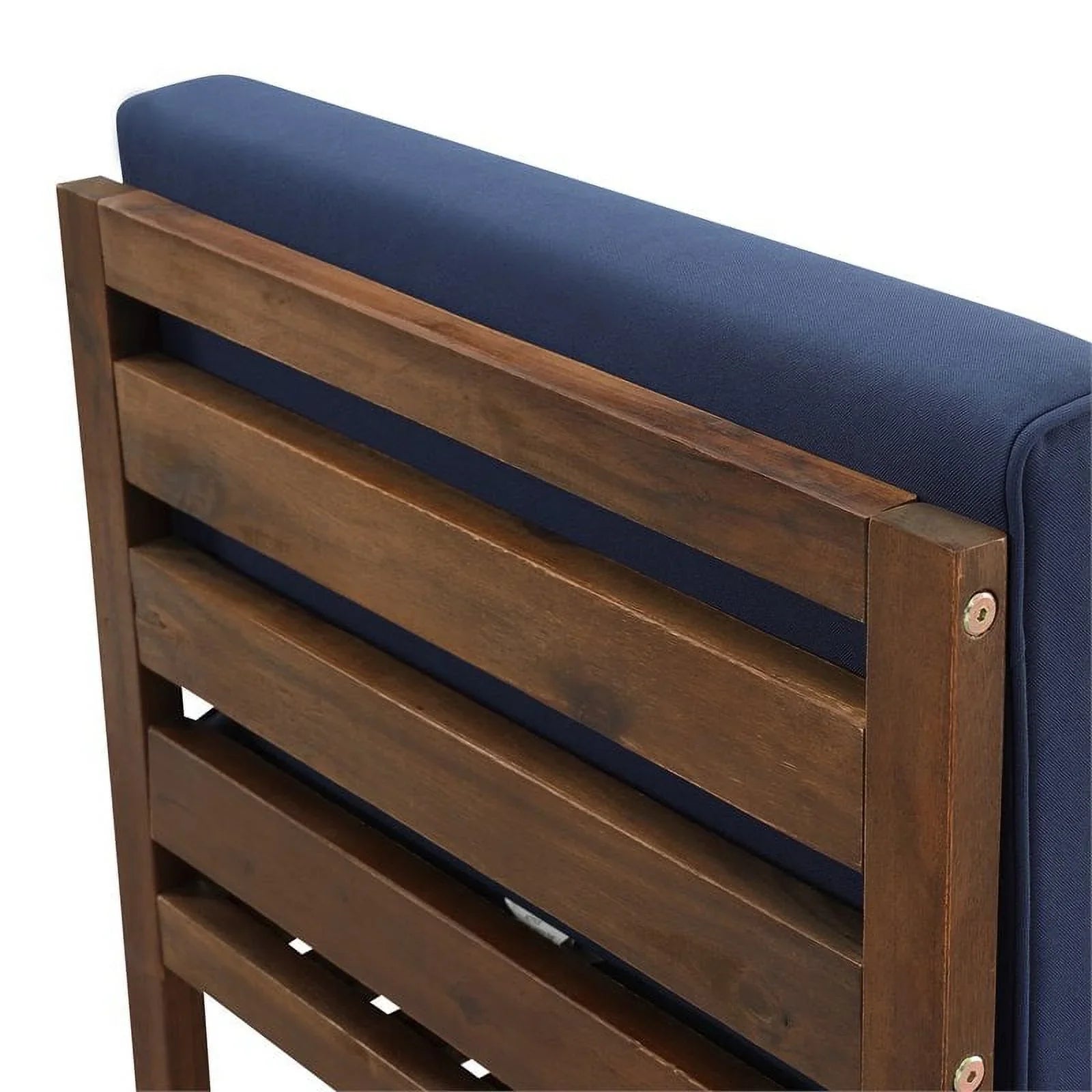 Walker Edison Modular Acacia Solid Wood Patio Side Chair - Dark Brown/Navy Blue