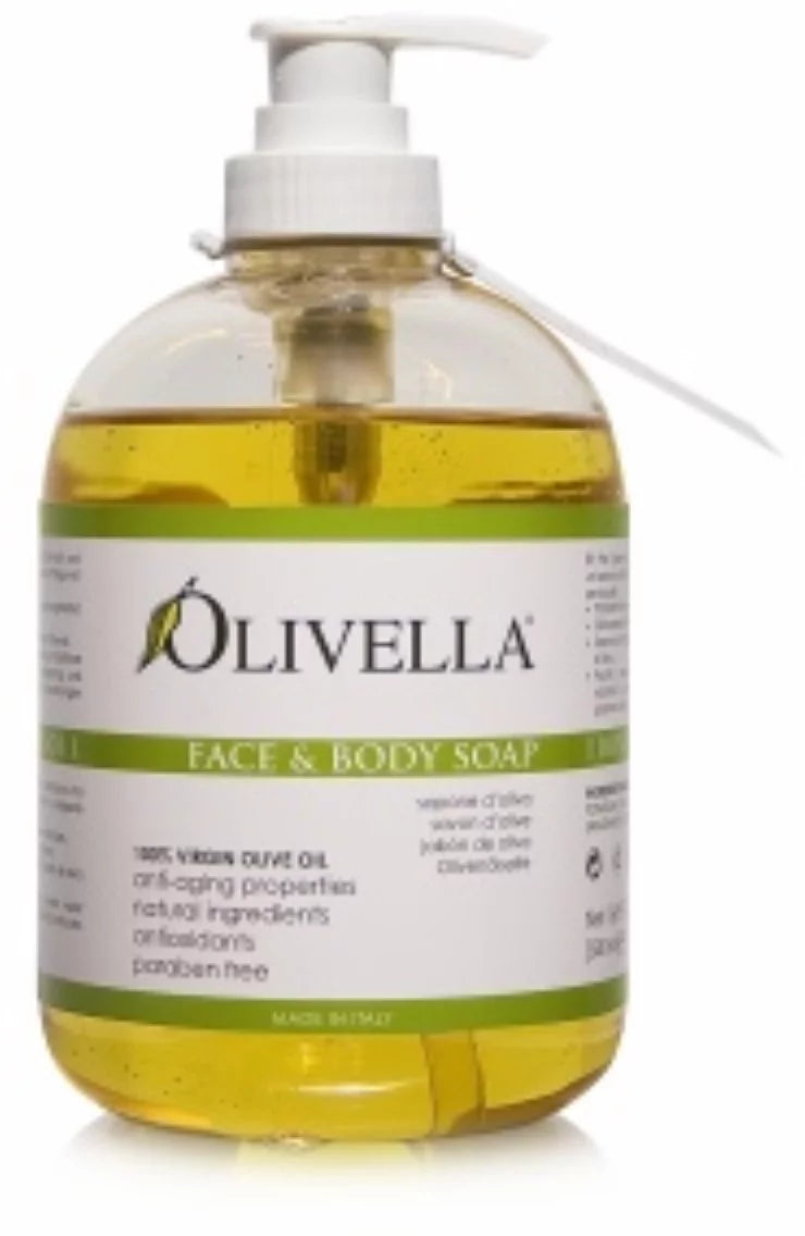 Olivella Virgin Olive Oil Face and Body Liquid Soap 16.9 oz (Pack of 3)