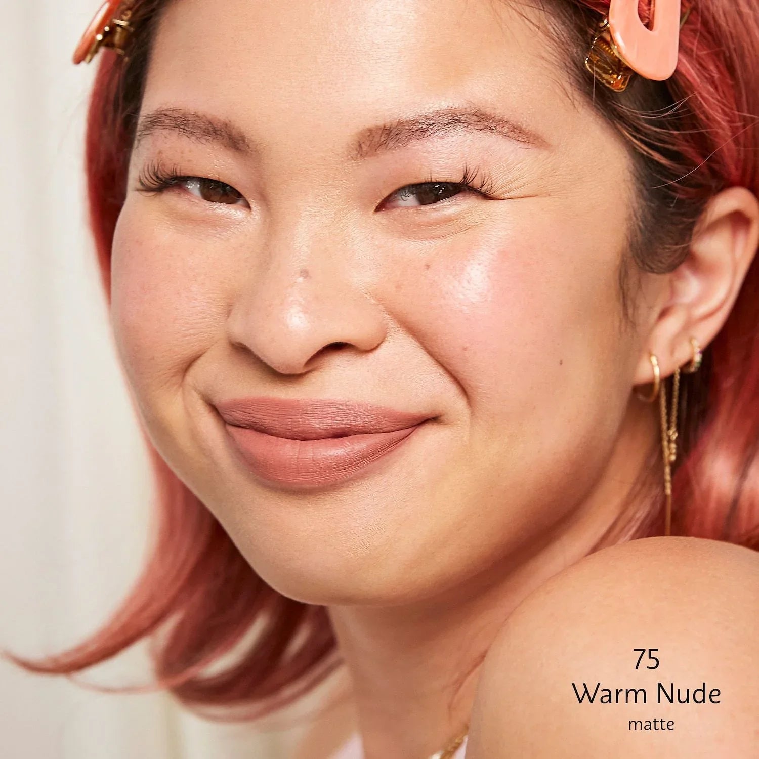 Cream Lip Stain Liquid Lipstick - 75 Warm Nude - matte deep nude - 0.169 oz/5 mL